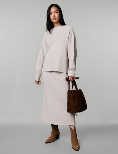 Merino Wool Rich Knitted A-Line Skirt